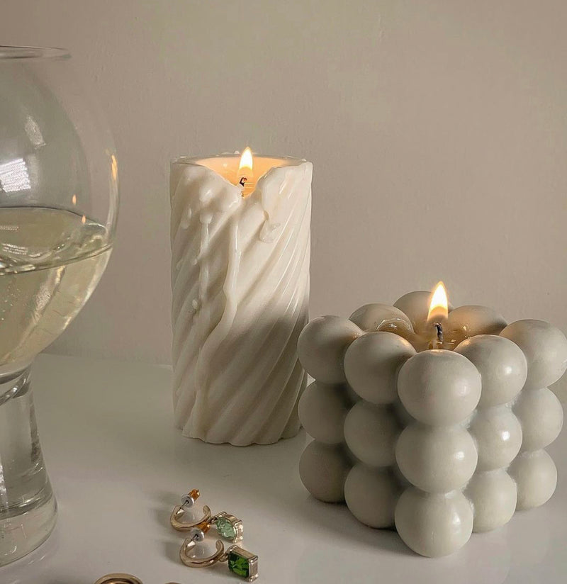 Minimalist Bubble Cube Candle (multiple scents) – BAROQUE CANDLE CO.